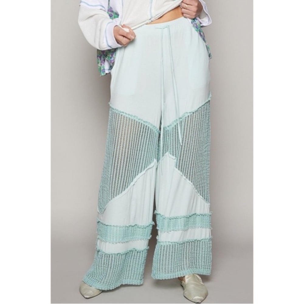 POL Flowy Wide Leg Rayon Palazzo Pants Women's Wide Leg Summer Pants Lace M
